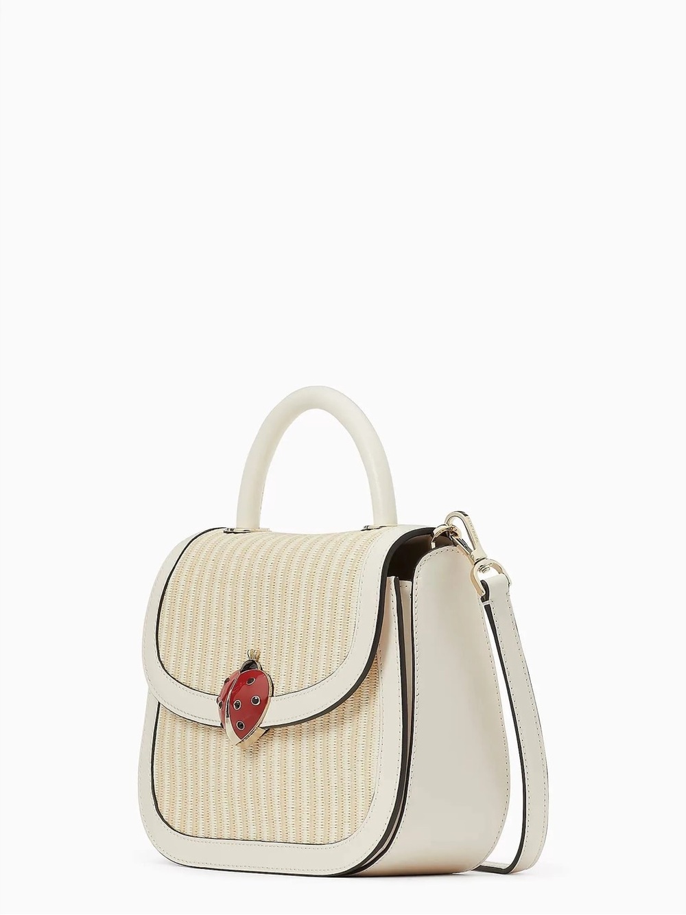 kate spade Cream Straw Top-Handle Satchel with Red Accent - Picture 2 of 10